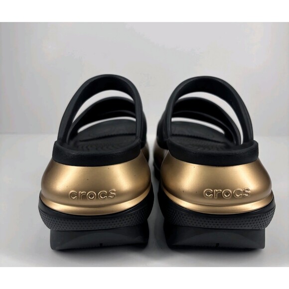 Crocs Mega Crush Triple Strap Men’s 7 / Women’s 9 Metallic Black/Gold Sandals - Picture 2 of 9